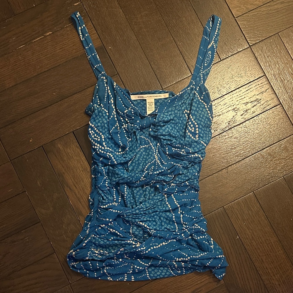 Diane Von Furstenberg Blue and White Camisole